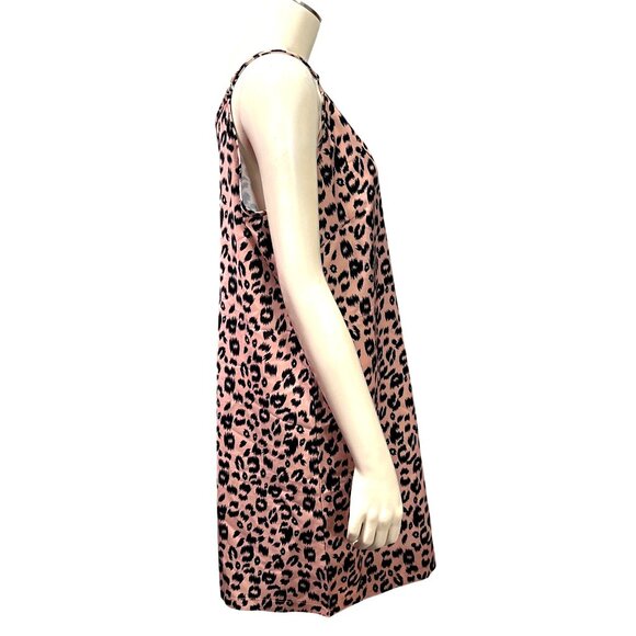 CCC Spaghetti Straps Brown Black Leopard Print Pullover Buttons Dress Adjustable - Picture 4 of 6